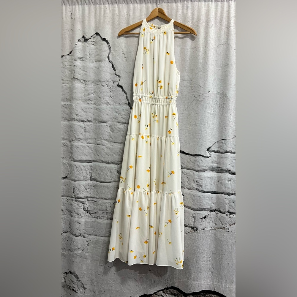 Aritzia Wilfred Effet Dress White Yellow Floral Tiered Maxi Dress‎ Boho Coquette - Picture 4 of 5